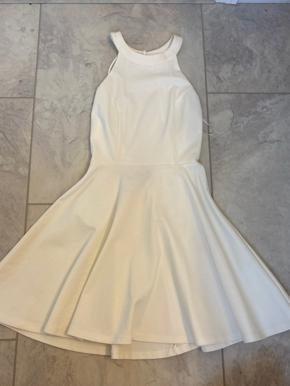 Windsor White Halter Midi Fit-and-Flare Dress